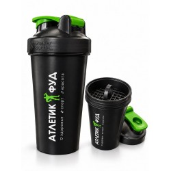 Atletic Food шейкер спортивный с сеточкой - 400 мл (черный прозрачный)