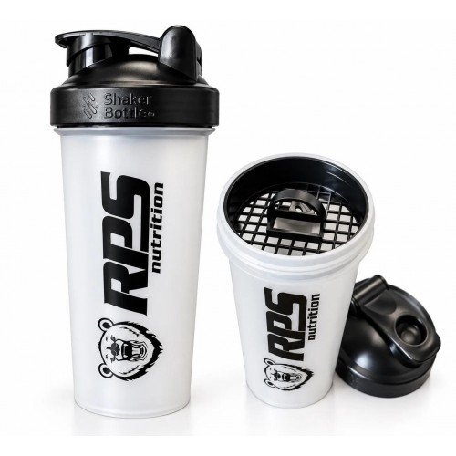 RPS nutrition шейкер спортивный с сеточкой - 600 мл (белый прозрачный)