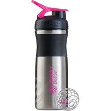 BlenderBottle SportMixer Stainless стальной - 828 мл. (черный-розовый)
