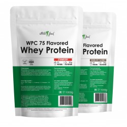 Atletic Food Концентрат сывороточного белка WPC 75 Flavored клубника-шоколад  (2 вкуса по 1 кг)