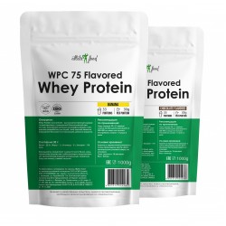 Atletic Food Концентрат сывороточного белка WPC 75 Flavored шоколад-банан  (2 вкуса по 1 кг)