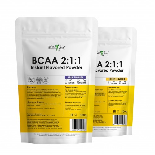 Atletic Food BCAA 2:1:1 Instant Flavored Powder - 2 вкуса по 500 г