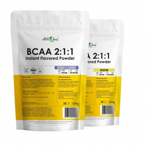 Atletic Food BCAA 2:1:1 Instant Flavored Powder 2 вкуса по 500 г