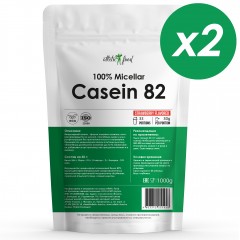 Мицеллярный казеин Atletic Food 100% Micellar Casein (MPC 82, клубника) - 2000 грамм (2 шт по 1 кг)