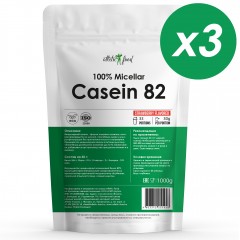 Мицеллярный казеин Atletic Food 100% Micellar Casein (MPC 82, клубника) - 3000 грамм (3 шт по 1 кг)