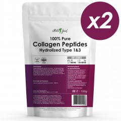 Говяжий коллаген Atletic Food 100% Pure Collagen Peptides - 200 грамм (2 шт по 100 г)