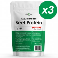 Говяжий протеин Atletic Food 100% Hydrolized Beef Protein (клубника) - 3000 г (3х1000 г)