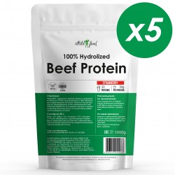Atletic Food Говяжий протеин 100% Hydrolized Beef Protein (клубника) - 5000 г (5х1000 г)