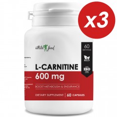 Л-Карнитин Atletic Food L-Carnitine 600 mg - 180 капсул (3 шт по 60 капсул)