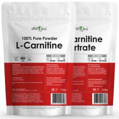 Atletic Food Набор Л-Карнитин База + Тартрат 100% Pure L-Carnitine - 100/100 грамм