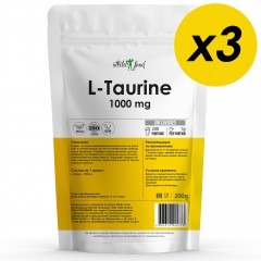 Л-Таурин Atletic Food L-Taurine 1000 mg - 600 грамм (3 шт по 200 г)