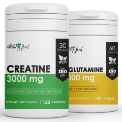 Креатин моногидрат + Л-Глютамин Atletic Food Micronized Creatine 3000 mg + L-Glutamine 1000 mg - 120/120 капсул