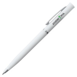 Ручка шариковая Euro Chrome с логотипом (белая) - 1 шт.