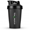 Atletic Food шейкер спортивный с сеточкой - 400 мл (черный прозрачный) (фото-0)