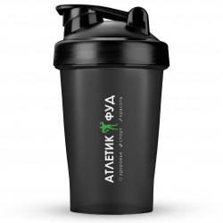 Atletic Food шейкер спортивный с сеточкой - 400 мл (черный прозрачный)