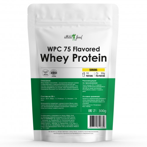Концентрат сывороточного белка Atletic Food WPC 75 Flavored - 300 грамм