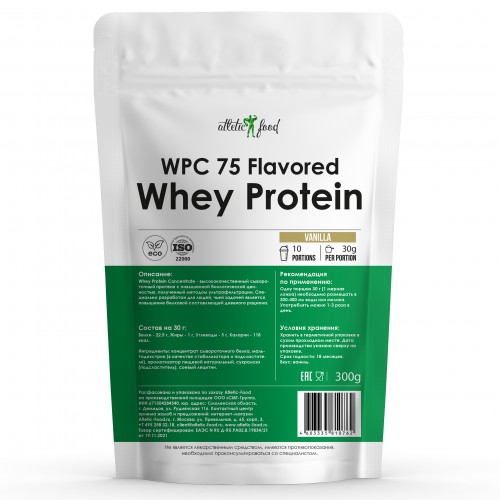 Концентрат сывороточного белка Atletic Food WPC 75 Flavored - 300 грамм