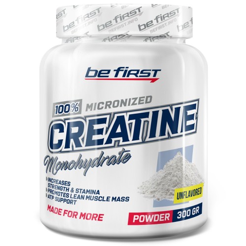 Креатин моногидрат Be First Creatine Micronized Powder (банка) - 300 грамм без вкуса