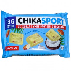Отзывы Chikalab ChikaSport Протеиновый белый шоколад с миндалем и кокосовыми чипсами - 100 грамм