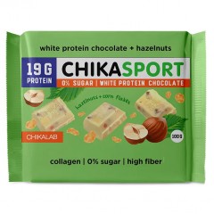 Протеиновый белый шоколад с фундуком и кукурузными чипсами Chikalab ChikaSport - 100 грамм