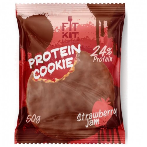 Печенье высокобелковое глазированное FIT KIT Protein Chocolate Cookie - 50 грамм
