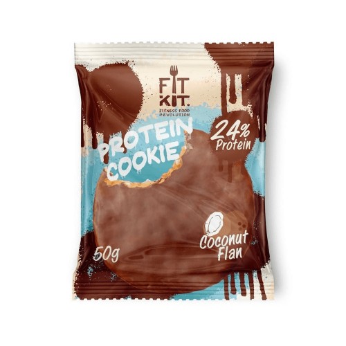 Печенье высокобелковое глазированное FIT KIT Protein Chocolate Cookie - 50 грамм