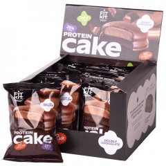 Печенье протеиновое глазированное FIT KIT Protein Cake - 10х50 грамм (двойной шоколад)