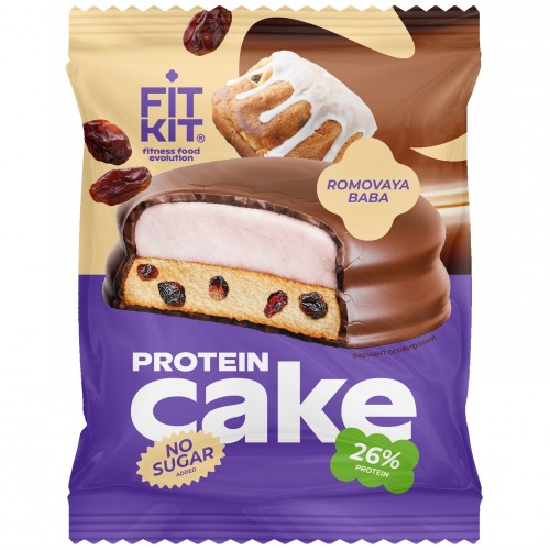 Печенье протеиновое глазированное FIT KIT Protein Cake - 50 грамм ромовая баба