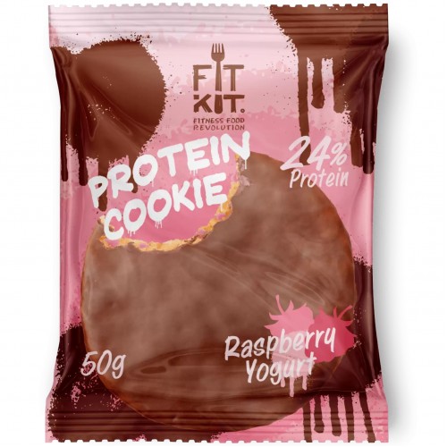 Печенье высокобелковое глазированное FIT KIT Protein Chocolate Cookie - 50 грамм