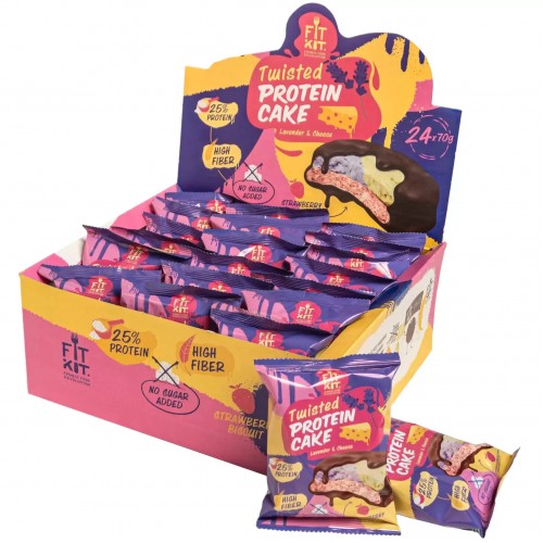 FIT KIT Twisted Protein Cake - 24 шт по 70 г (лаванда-сыр)