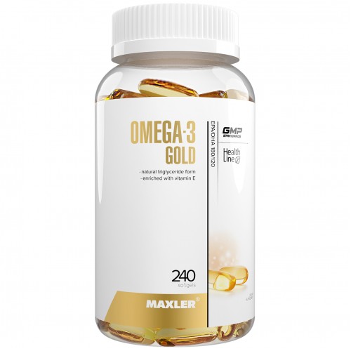 Омега-3 с витамином Е Maxler Omega-3 Gold TG - 240 гел.капсул (DE)