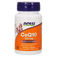 Коэнзим Q10 с ягодами боярышника NOW CoQ10 100 mg with Hawthorn Berry - 30 вег. капсул