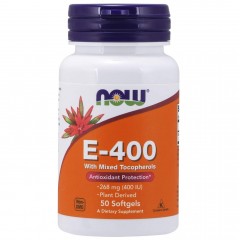 Витамин Е NOW E-400 Mixed Tocopherols - 50 гел.капсул