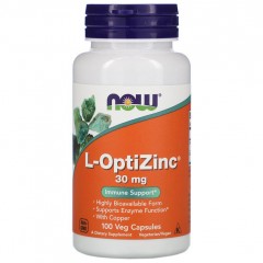 Минералы NOW L-OptiZinc 30 mg + Copper - 100 вег.капсул