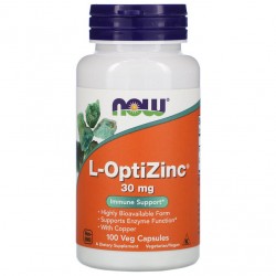 NOW L-OptiZinc 30 mg + Copper - 100 вег.капсул