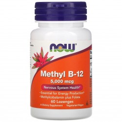 NOW Methyl B-12 5000 mcg + Folic Acid - 60 пастилок