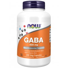 Гамма-аминобутировая кислота и витамин B6 NOW GABA 500 mg + B-6 - 200 вег.капсул