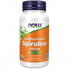 NOW Spirulina Organic 500 mg - 100 таблеток