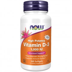 Отзывы Витамин Д3 25 мкг NOW Vitamin D-3 1000 IU - 360 гелевых капсул