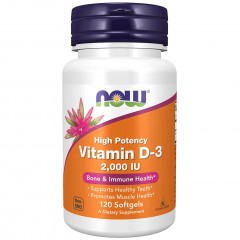 Витамин Д3 50 мкг NOW Vitamin D3 2000 ME - 120 гелевых капсул