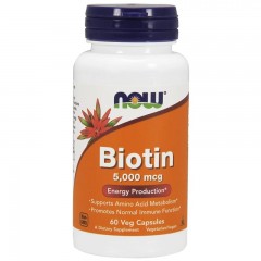 Биотин NOW Biotin 5000 mcg - 60 капсул