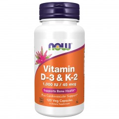 NOW Vitamin D-3 & K-2 1000 IU/45 mcg - 120 капсул