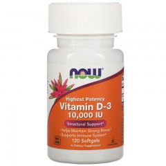 Витамин Д3 250 мкг NOW Vitamin D3 10000 IU - 120 капсул