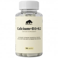 Кальций, Витамины Д3 и К2 Prime Kraft Calcium+D3+K2 - 90 капсул