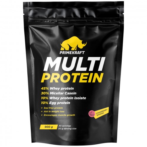 Многокомпонентный протеин Prime Kraft Multi Protein - 900 грамм клубника-банан