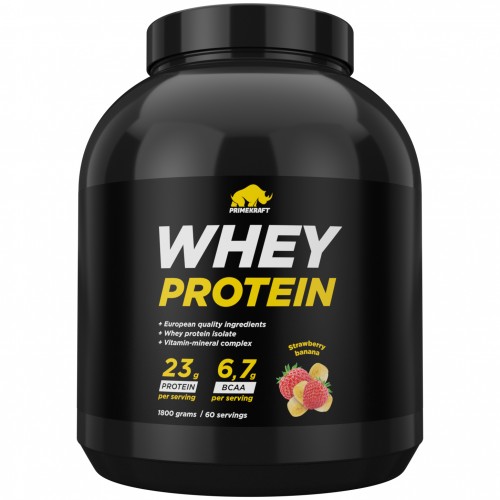 Сывороточный протеин Prime Kraft Whey Protein - 1800 грамм клубника-банан