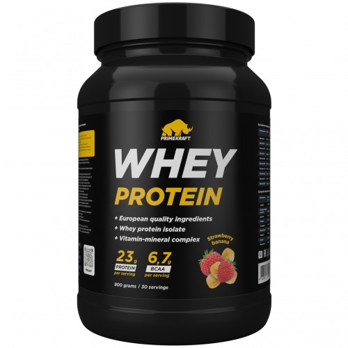 Сывороточный протеин Prime Kraft Whey Protein - 900 грамм (банка) клубника-банан