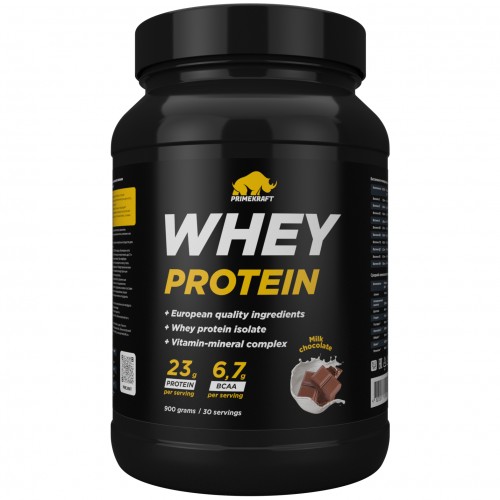 Сывороточный протеин Prime Kraft Whey Protein - 900 грамм (банка) молочный шоколад
