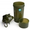 Шейкер с отделением SmartShake Original2GO ONE (армейский зеленый) - 800 мл (фото-1)