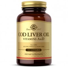 Отзывы Жир из печени норвежской трески Solgar Cod Liver Oil Vitamins A&D - 100 капсул